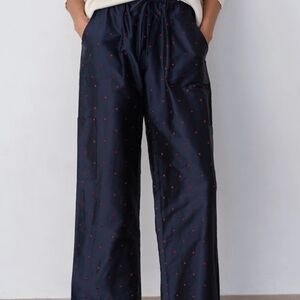DONNI. Silk Taffata Polka Drawstring Cargo Pant